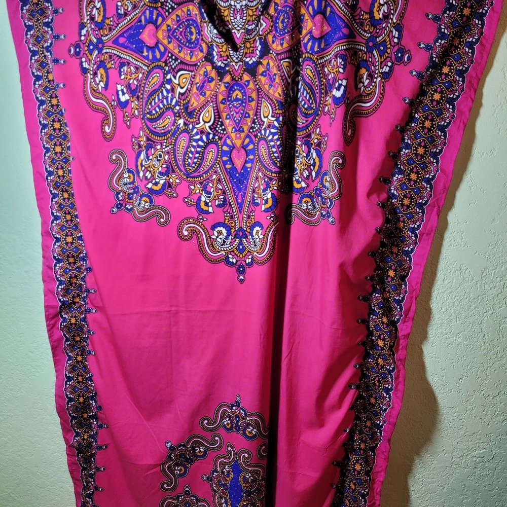 NWOT Maxi Paisley Muu Muu Cafton One Size Wispy Dress Pink